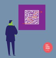 Businessman checking the solution of a labyrinth