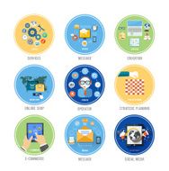 Business office and marketing items icons