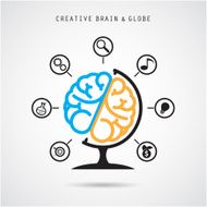 Creative brain abstract vector logo design and infographics template