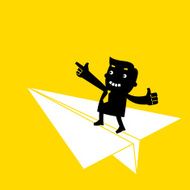 Businessman on Paper Airplane