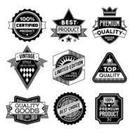 Assorted designs vector black and white vintage badges 1