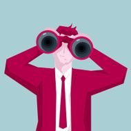 Businessman using binoculars