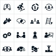 Black Business Strategy Icons