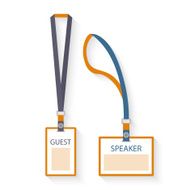 Template flat design icons of lanyard and badge