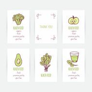 Set of business card templates with hand drawn vegetables