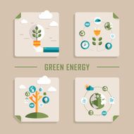 flat design vector icons for green energy