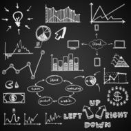 business finance doodle hand drawn elements on blackboard Concept -