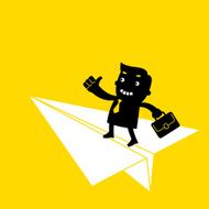 Businessman on Paper Airplane N2