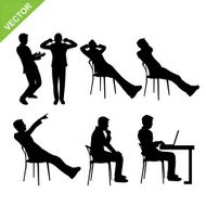 Business man in action silhouettes vector