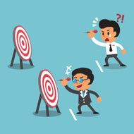 Business concept different target range between business boss and businessman