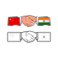 china &amp; india flags-hand shake