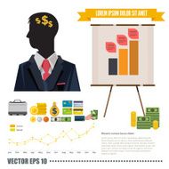 business thinking with money infographic - vector