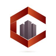 Real estate icon and C letter hexagon icon