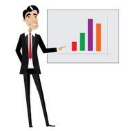 Business man pointing at chart N2