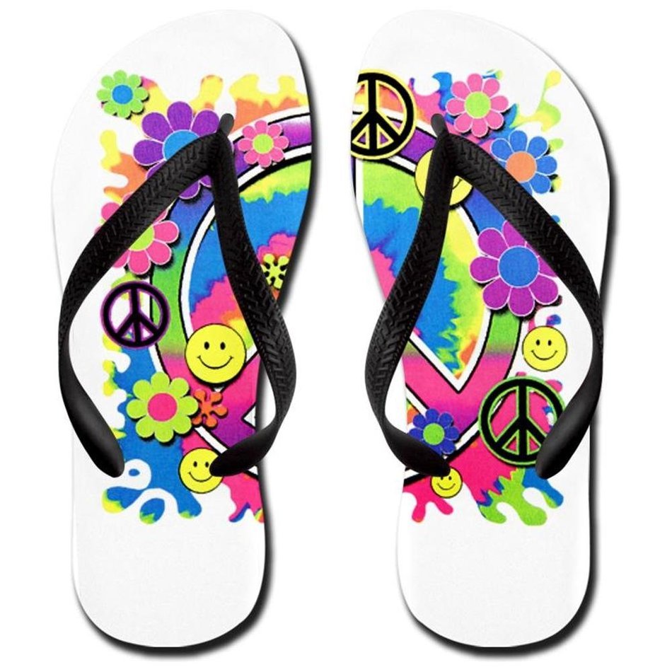 colorful beach shoes with Smiley Faces print