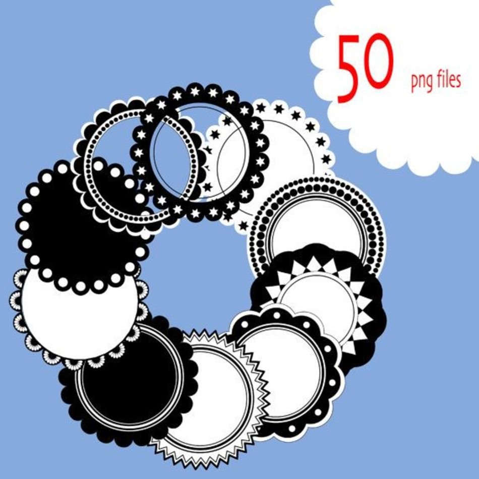 Scalloped Frame Clip Art Label Tag