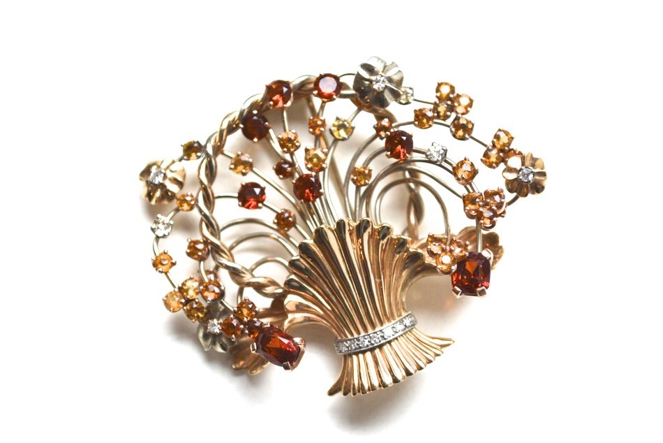 Diamond Basket Fur Clip Brooch