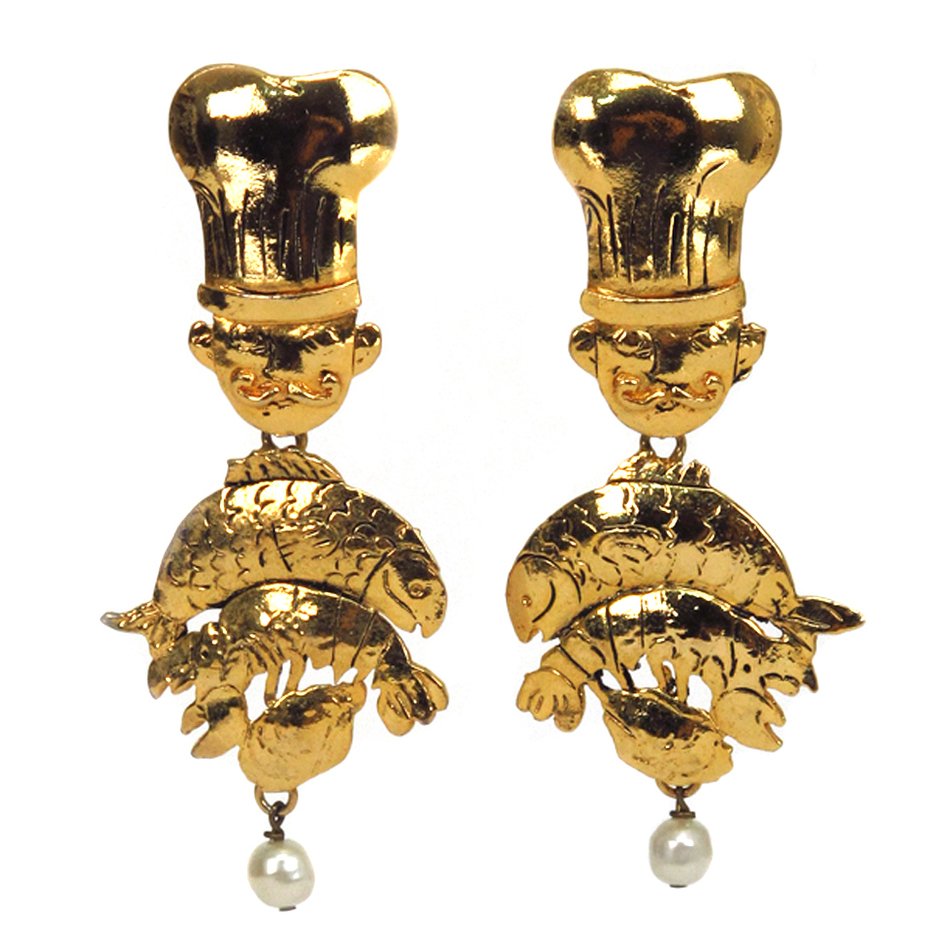 Chef with seafood, Jewelry, pair of earrings