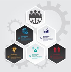 Hexagons group modern business template Can use for banner prom