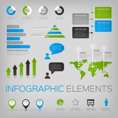 Set of infographic vector elements with world map and icons