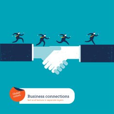 Businessmen running on a handshake