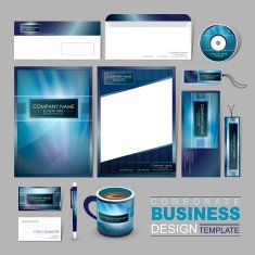 business corporate identity template with abstract blue backgrou