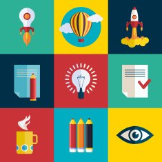 Flat rocket start up concept business concept