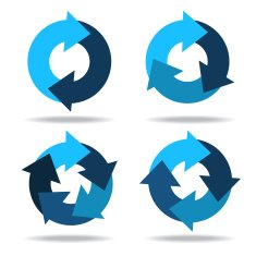 Set icons circle arrows Circular diagram