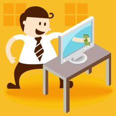 Business man pay money online internet
