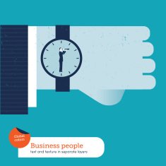 Businessman's hand with clock and businessman spyglass
