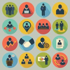 Businessman and Management Vector Illustration Icon Set