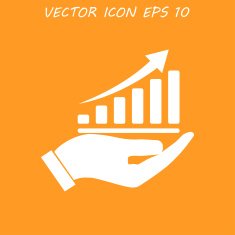 chart icon with hand vector illustration Flat design style