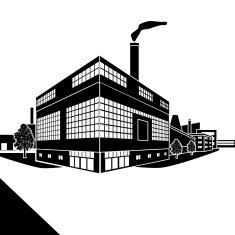 factory building with offices and production facilities