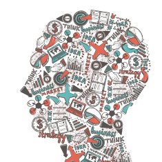 Human head with icons