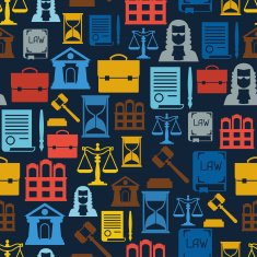 Law icons seamless pattern in flat design style