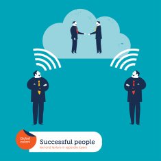Businessmen thinking wireless with a cloud
