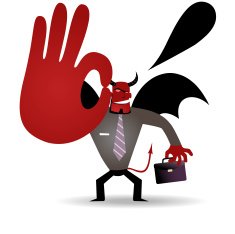 Gesturing(Hand Sign) Business demon (Evil Businessman) showing OK gesture