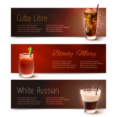 Cocktails banner set