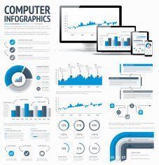 Information technology statistics infographic elements template vector EPS10 illustration