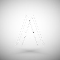 Three dimensional mesh stylish alphabet letter sign isolated on white