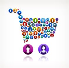 Shopping Cart People Faces Community and Communication Pattern