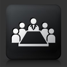 Black Square Button with Business Meeting
