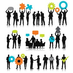 Business team social networking with bubble