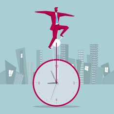 Businessman riding unicycle