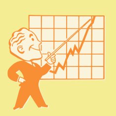 Smiling Man Pointing to Growing Line Chart
