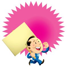 Pink message board business man