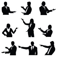 Business people gesturing