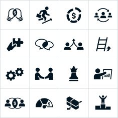 Black Business Strategy Icons