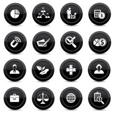Business black icons on white background