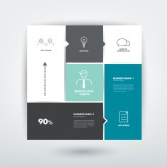 Minimalistic flat tab diagram scheme for infographics